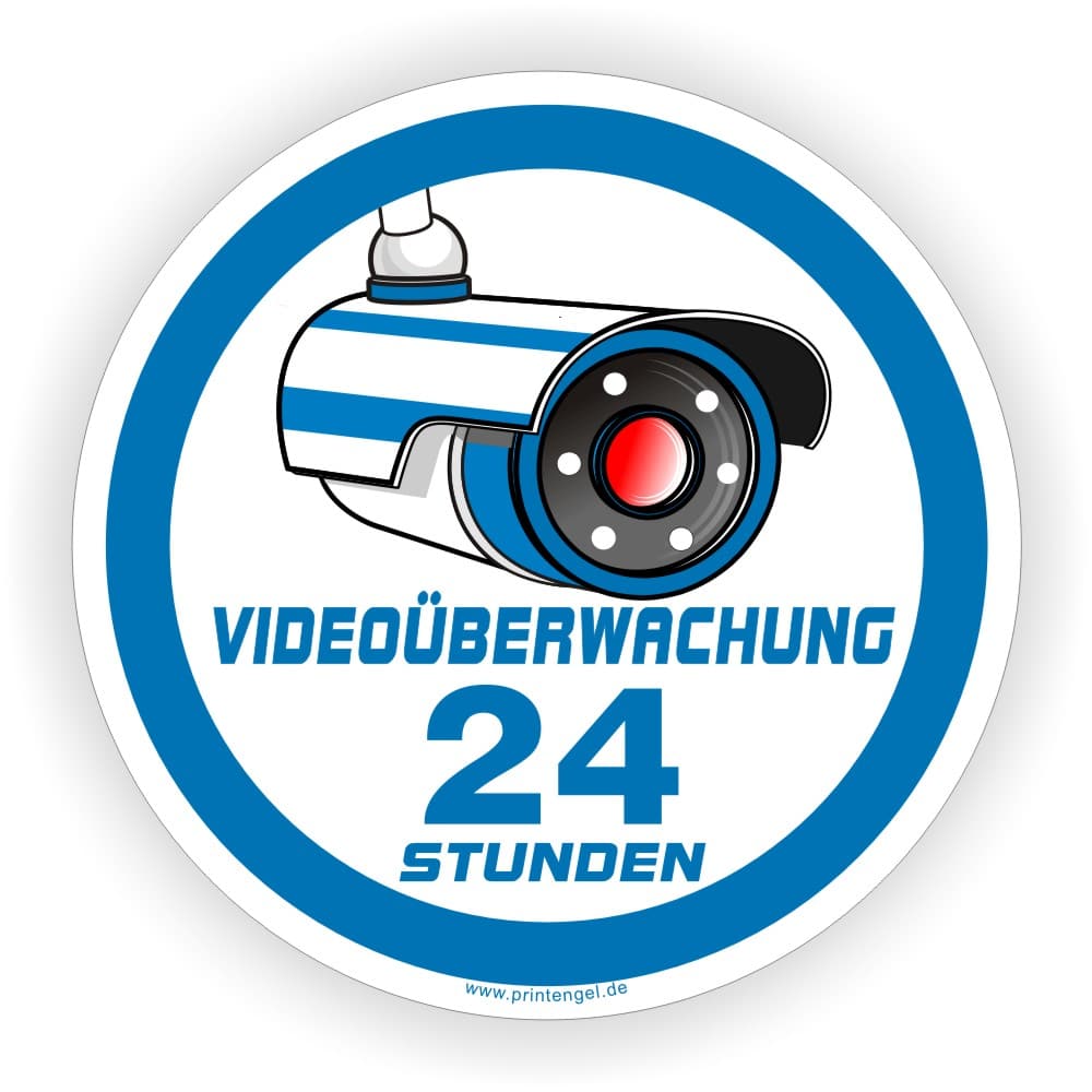 Videoüberwachung Hinweisaufkleber blau Ø 90mm Kamera Sticker