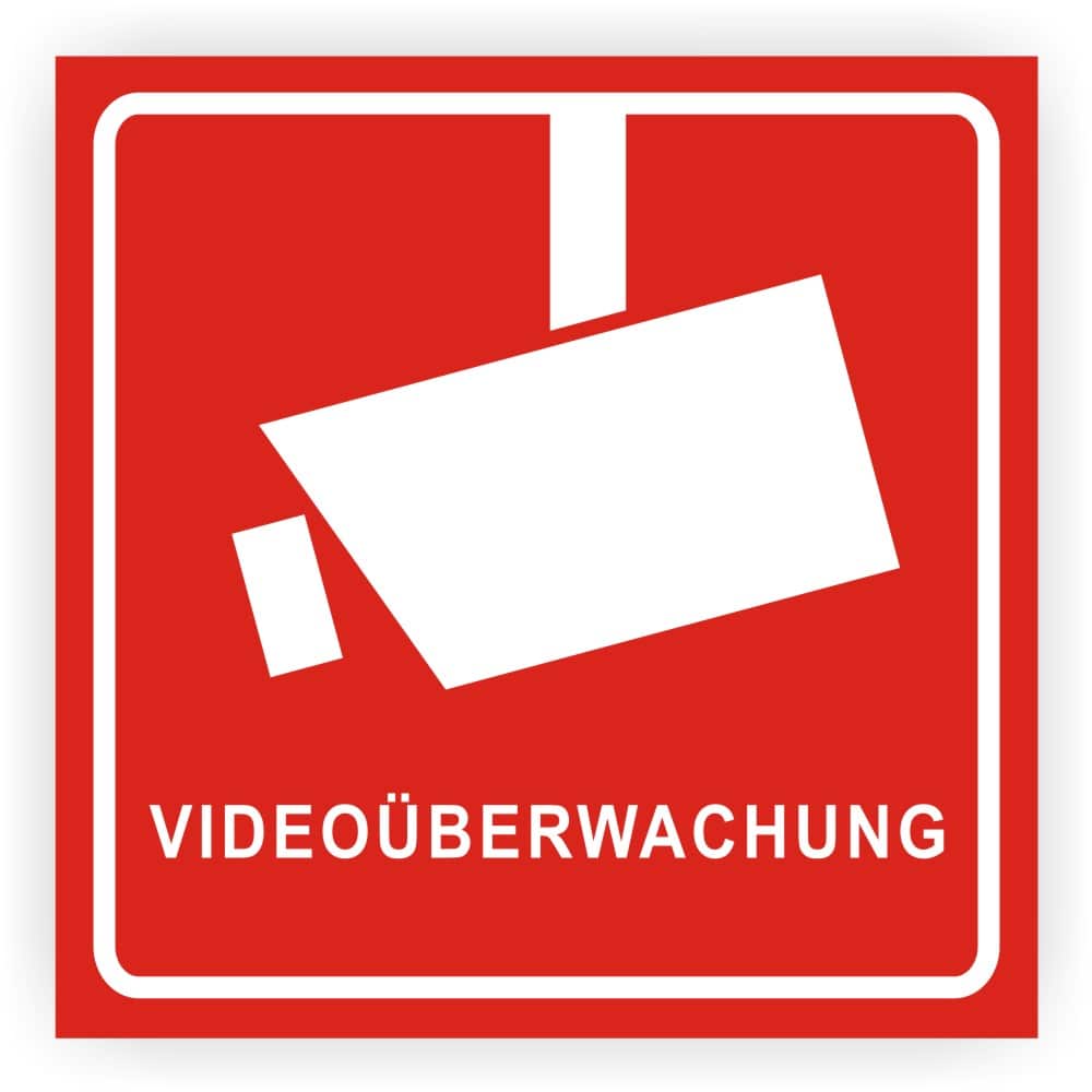 Videoüberwachung Warnaufkleber mit Kamera-Symbol nach DIN 33450 in Rot