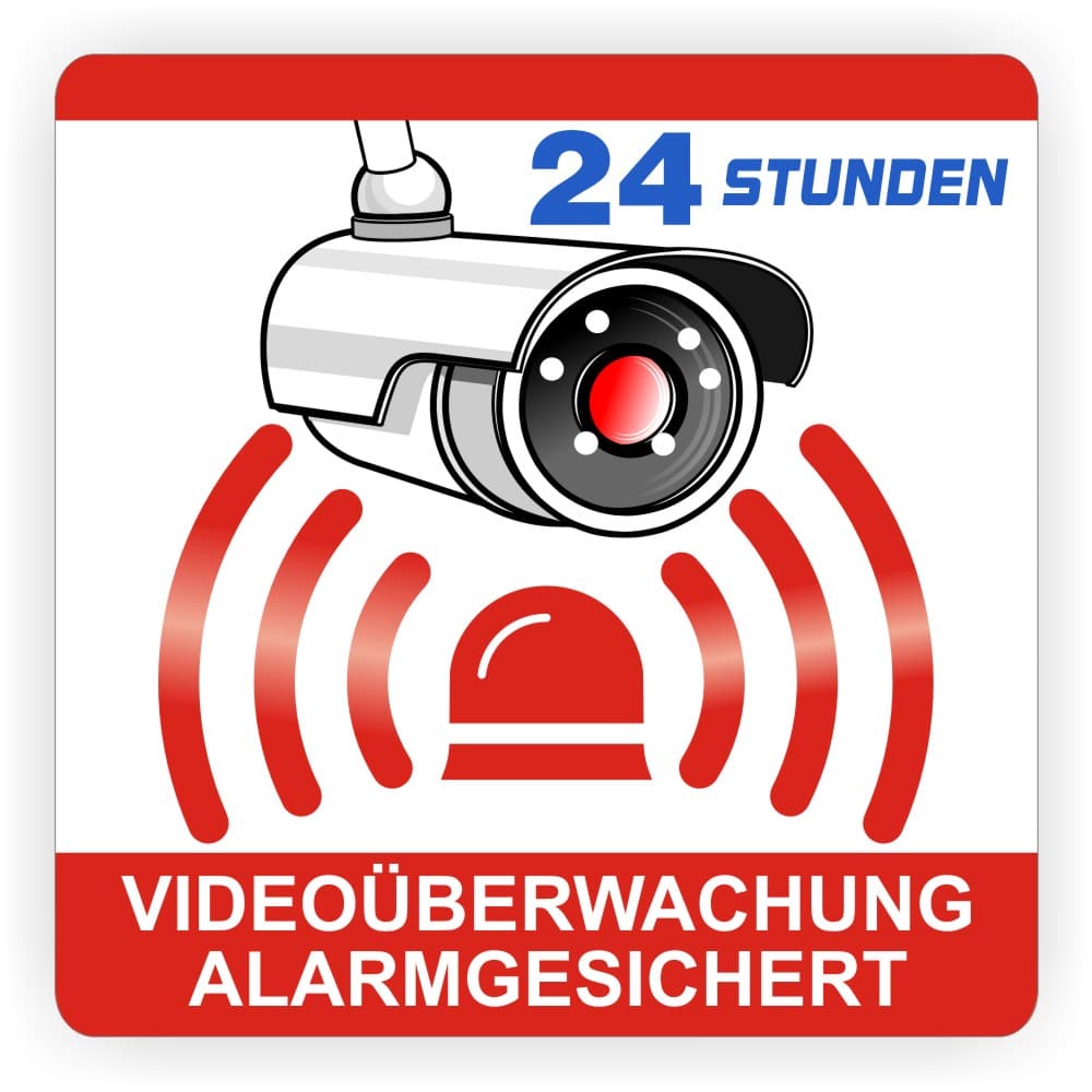 Videoüberwachung Warnaufkleber mit Alarmschutz gegen Vandalismus