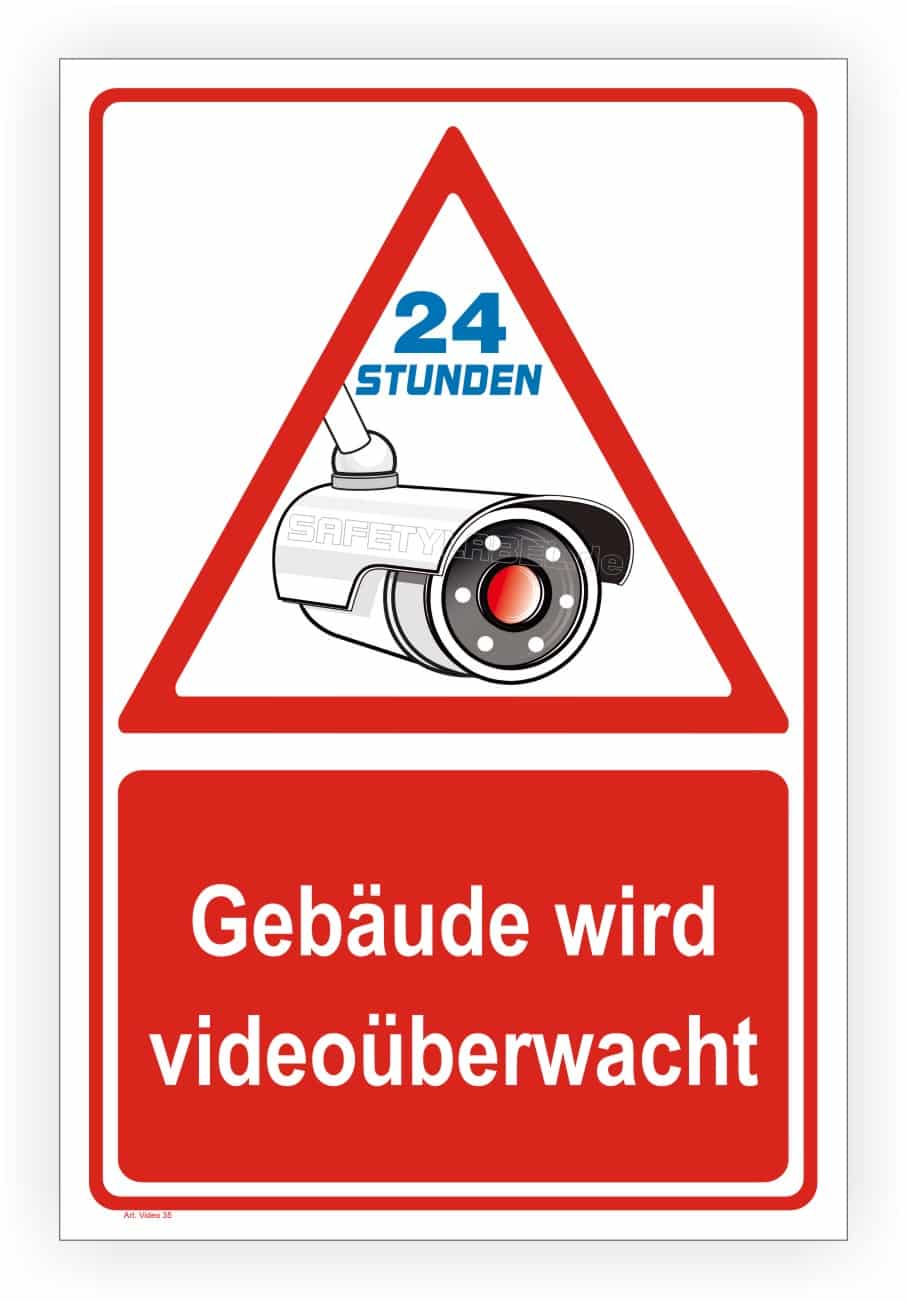 Videoüberwachungsschild 24h Gebäudeschutz mit Kamerasymbol