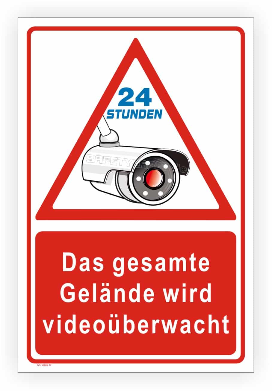 Videoüberwachungsschild 24h Gelände mit Kamerasymbol