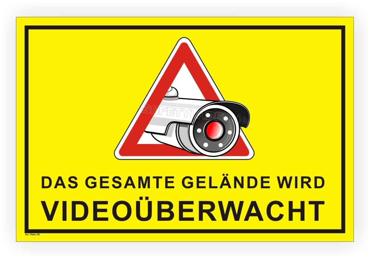 Videoüberwachungsschild für Außenflächen mit Sicherheitshinweis
