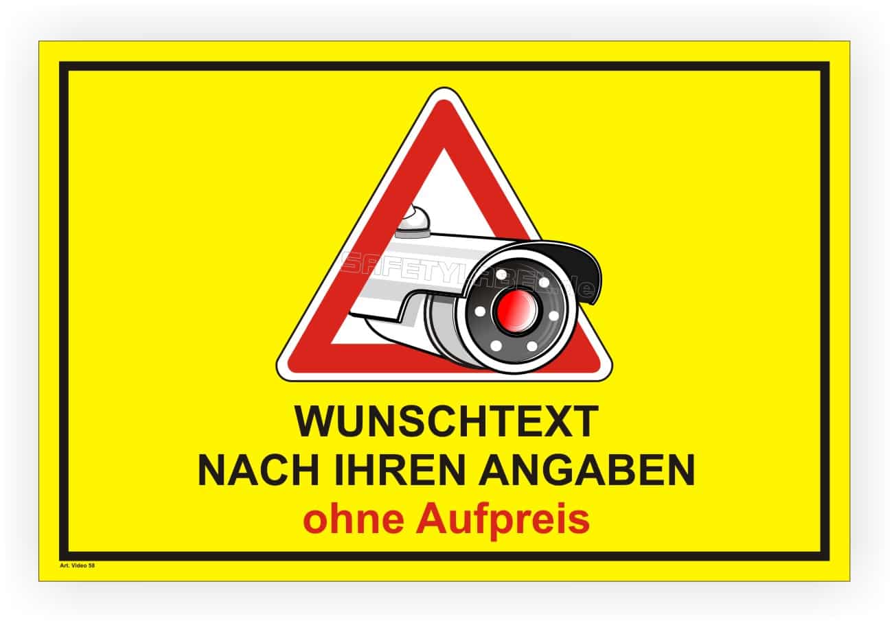 Videoüberwachungsschild mit Videokennzeichnung Symbol individuell gestalten