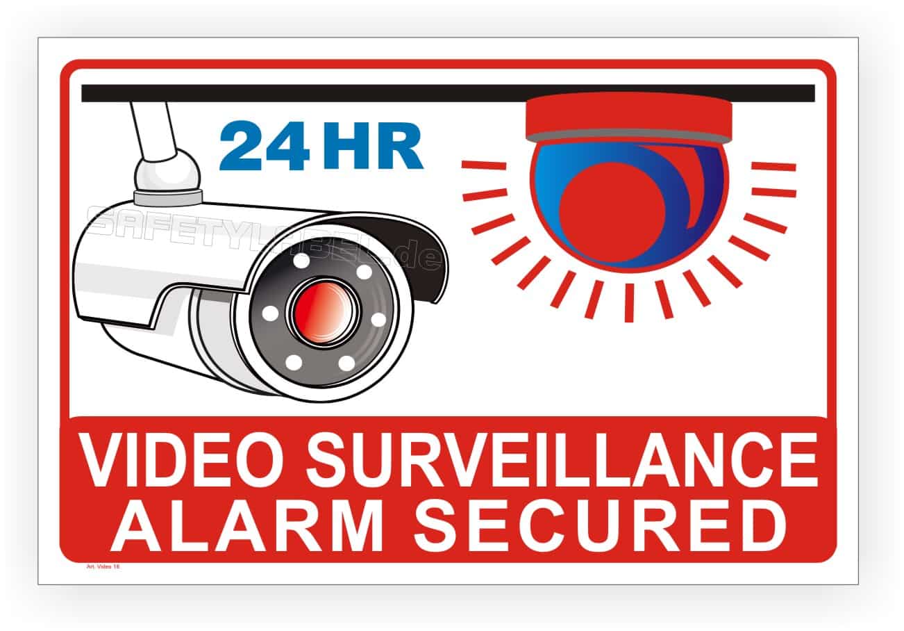 Videosicherungsschild mit englischem Text – Aluminiumverbund oder Folie