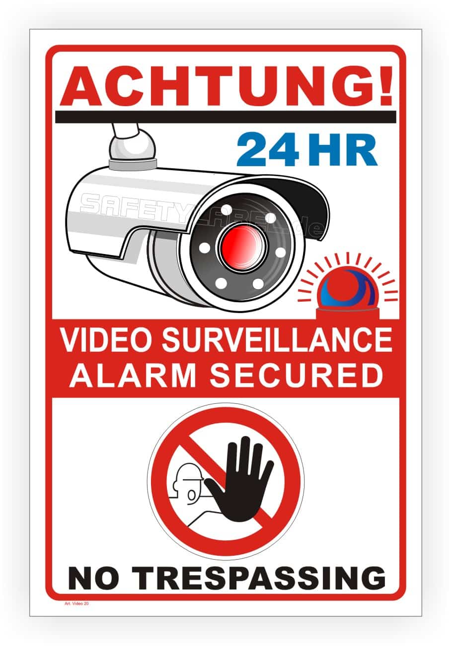 Sicherheitsschild VIDEO SURVEILLANCE ALARM SECURED NO TRESPASSING