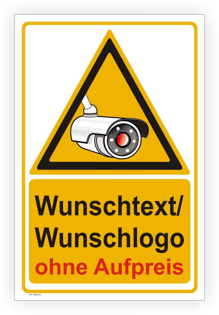 Videoüberwachungsschild mit Kamerasymbol selbst gestalten