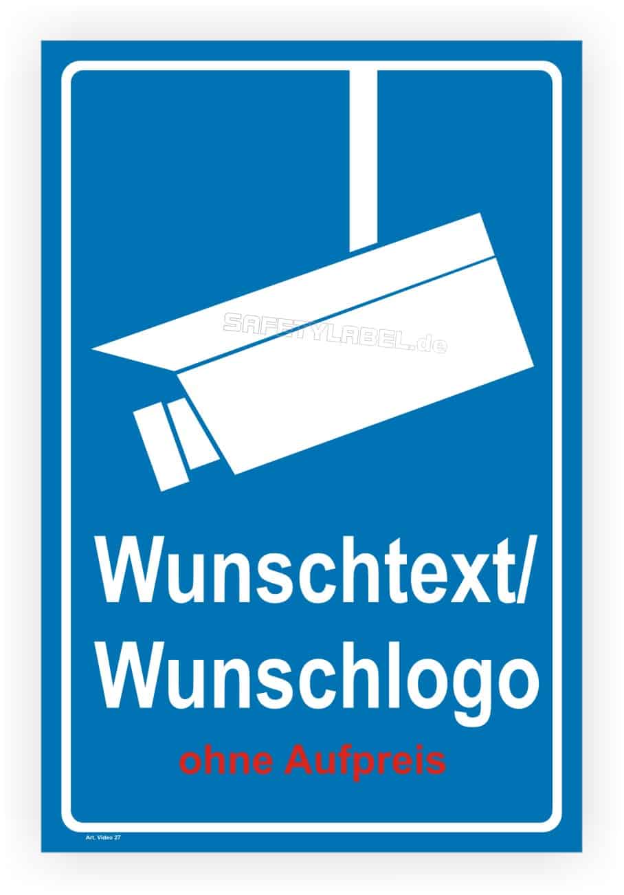 Videoüberwachung Schild mit Kamerasymbol – selbst gestalten