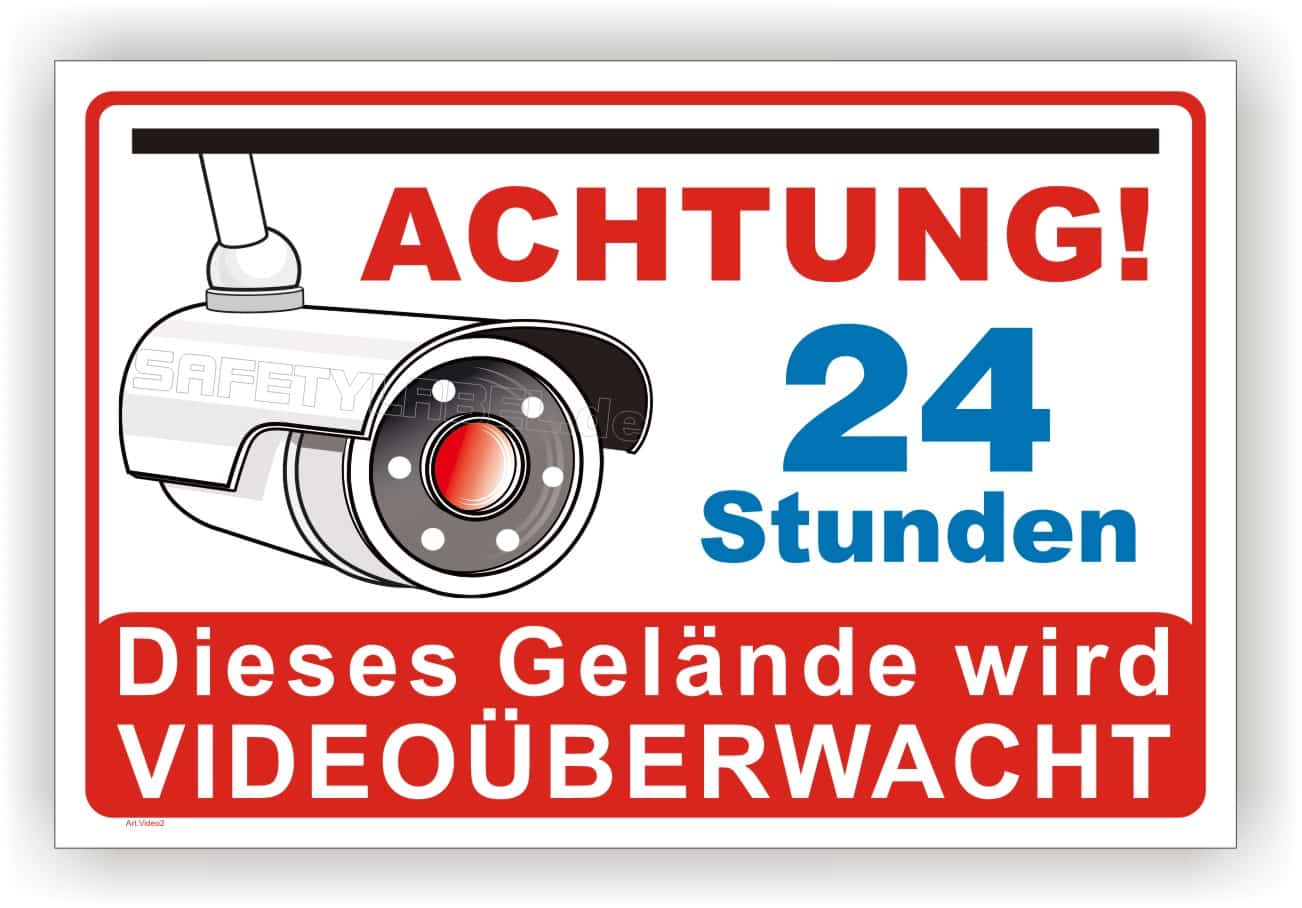 Videoüberwachungsschild mit UV-Schutz und Wetterfestigkeit