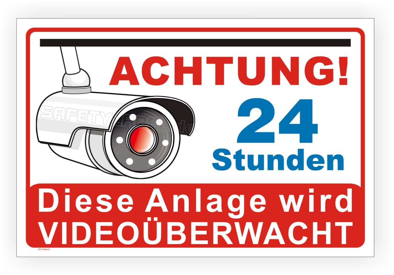 Videoüberwachungsschild mit UV-Schutz