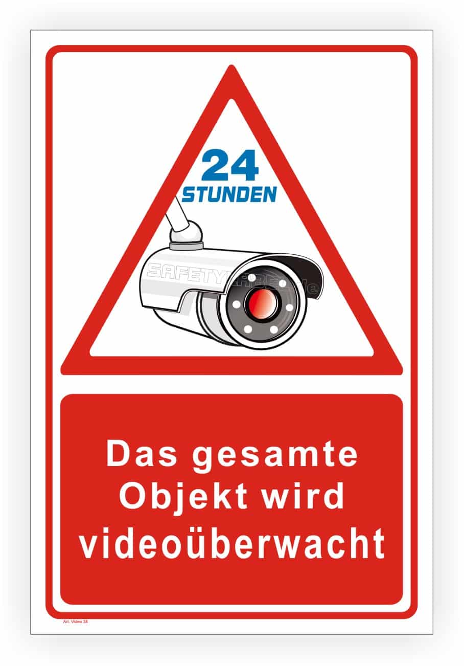 Videoüberwachungsschild 24 Stunden mit Kamerasymbol