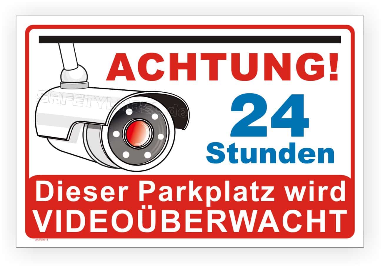 Videoüberwachung Parkplatz-Hinweisschild mit Symbol