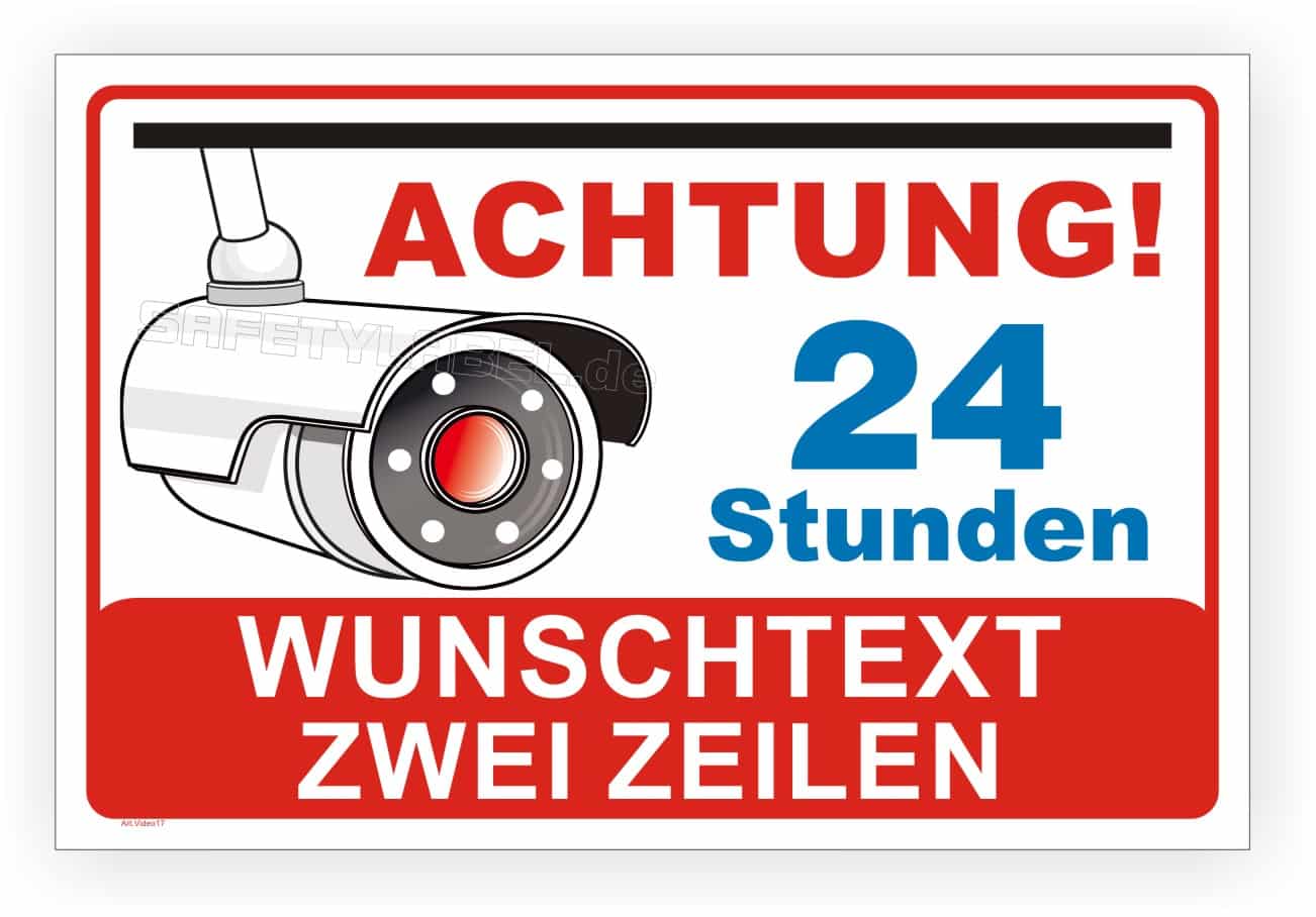 Videosymbol Hinweisschild mit individueller Textgestaltung