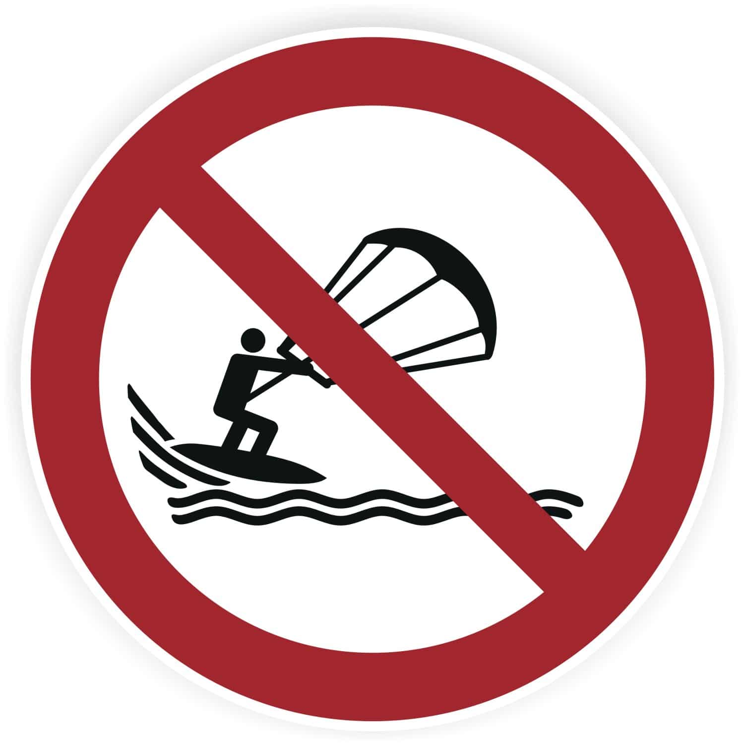 Kitesurfen verboten Sicherheitszeichen DIN 4844-2 ISO 20712-1