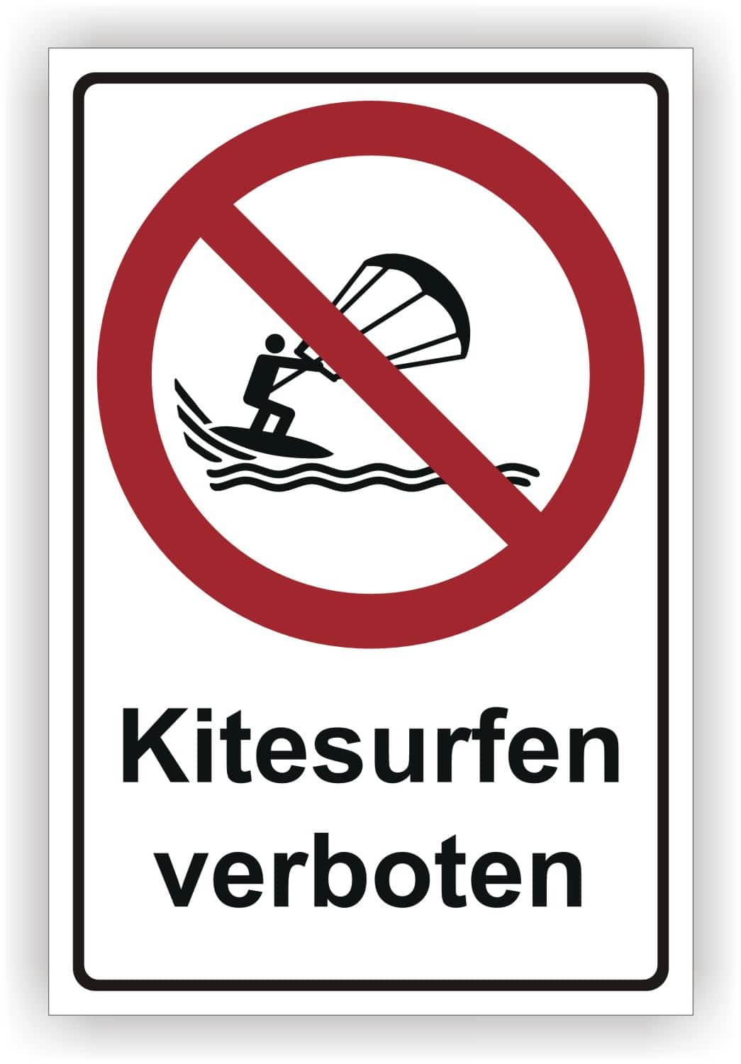 Kitesurfen verboten Kombischild DIN 4844-2 ISO 20712-1