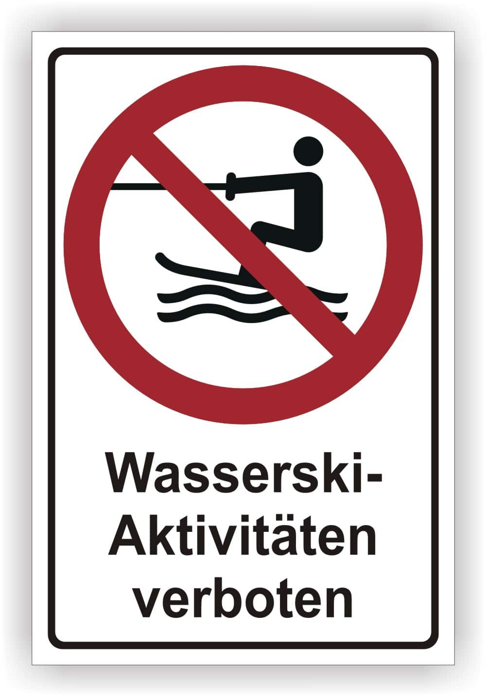 Wasserski verboten Kombischild nach DIN 4844-2 ISO 20712-1