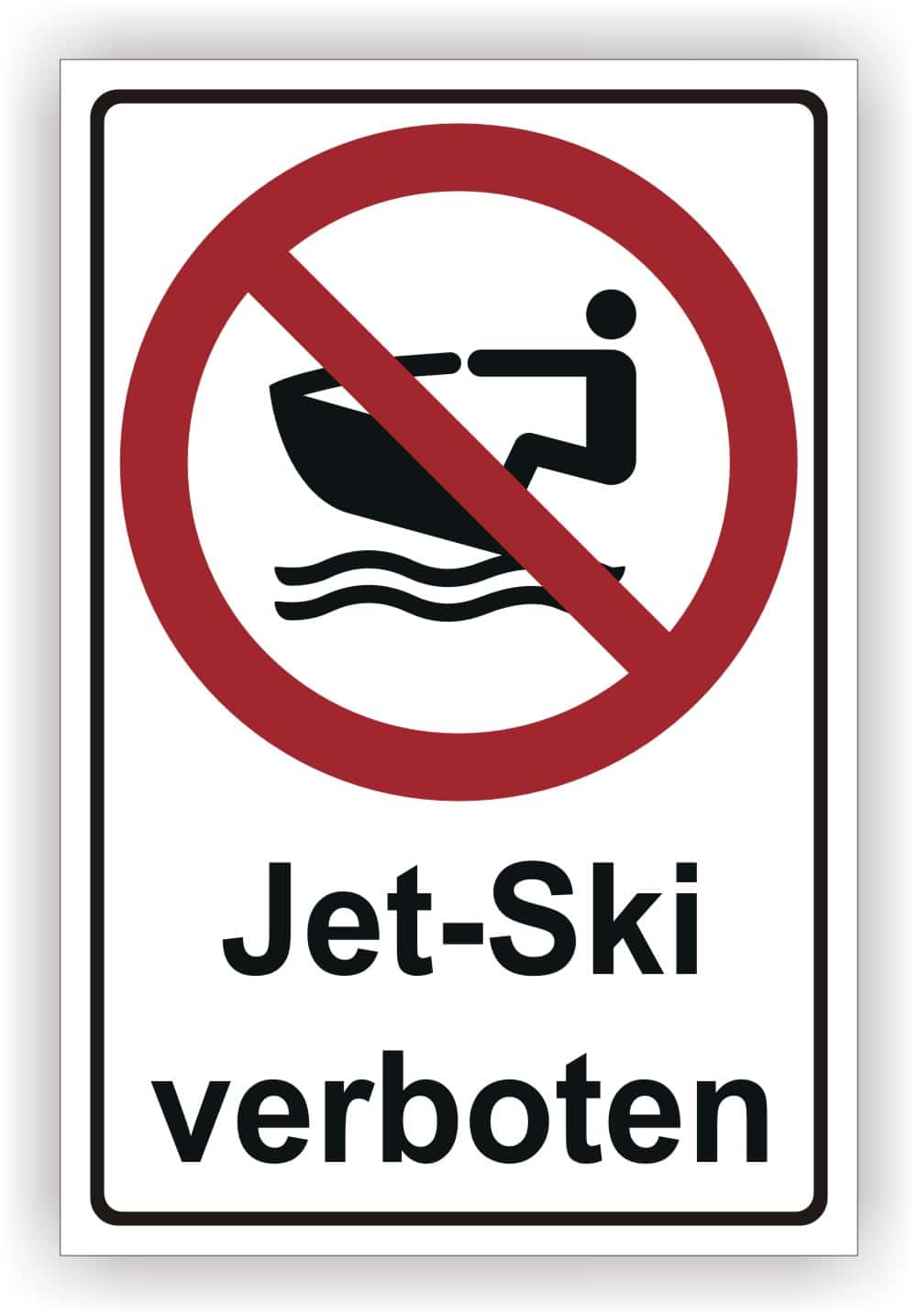 Wasserski und Jet-Ski Verbotsschild nach DIN 4844-2 WSP011