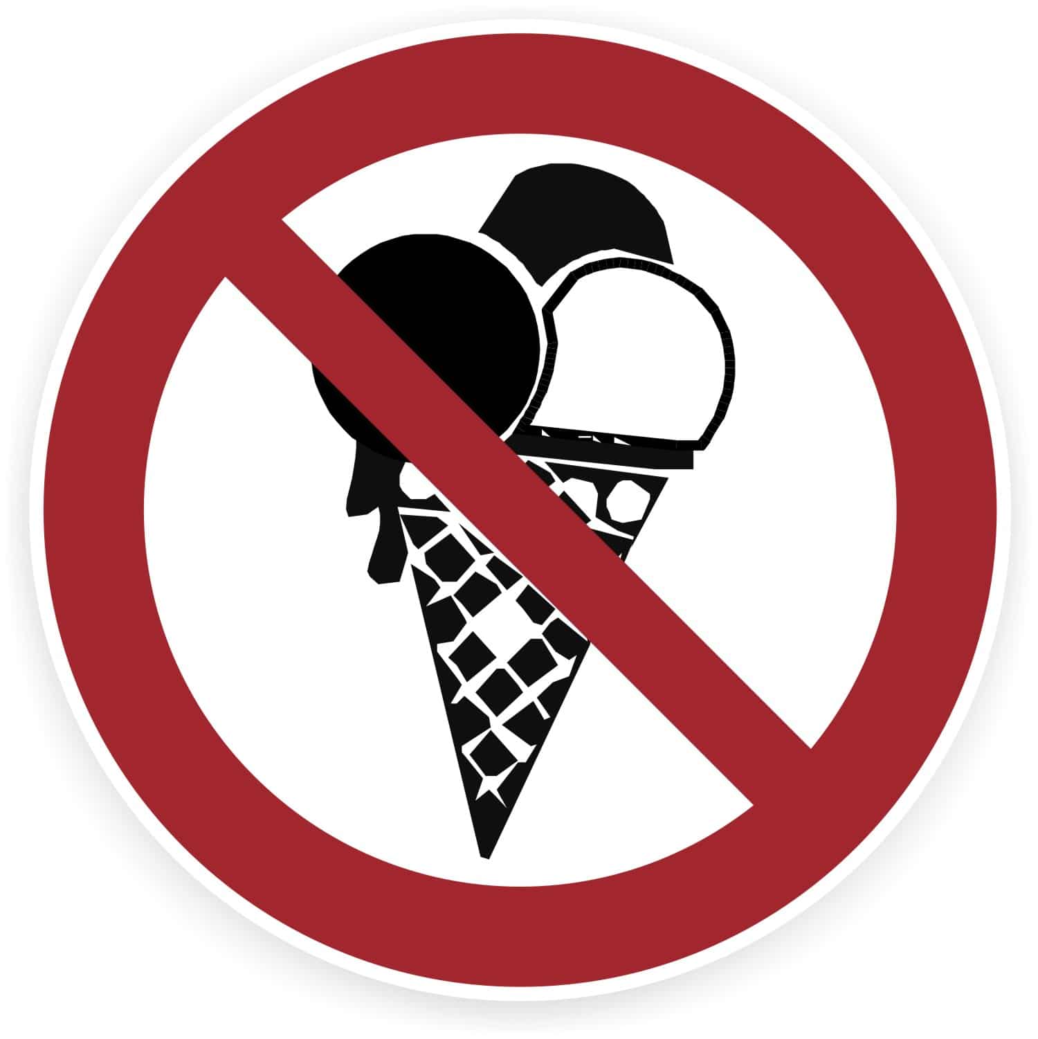 Eis essen verboten Verbotsschilder