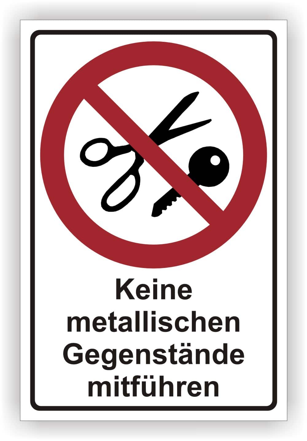 Kombischild Keine metallischen Gegenstände mitführen – Sicherheitszeichen