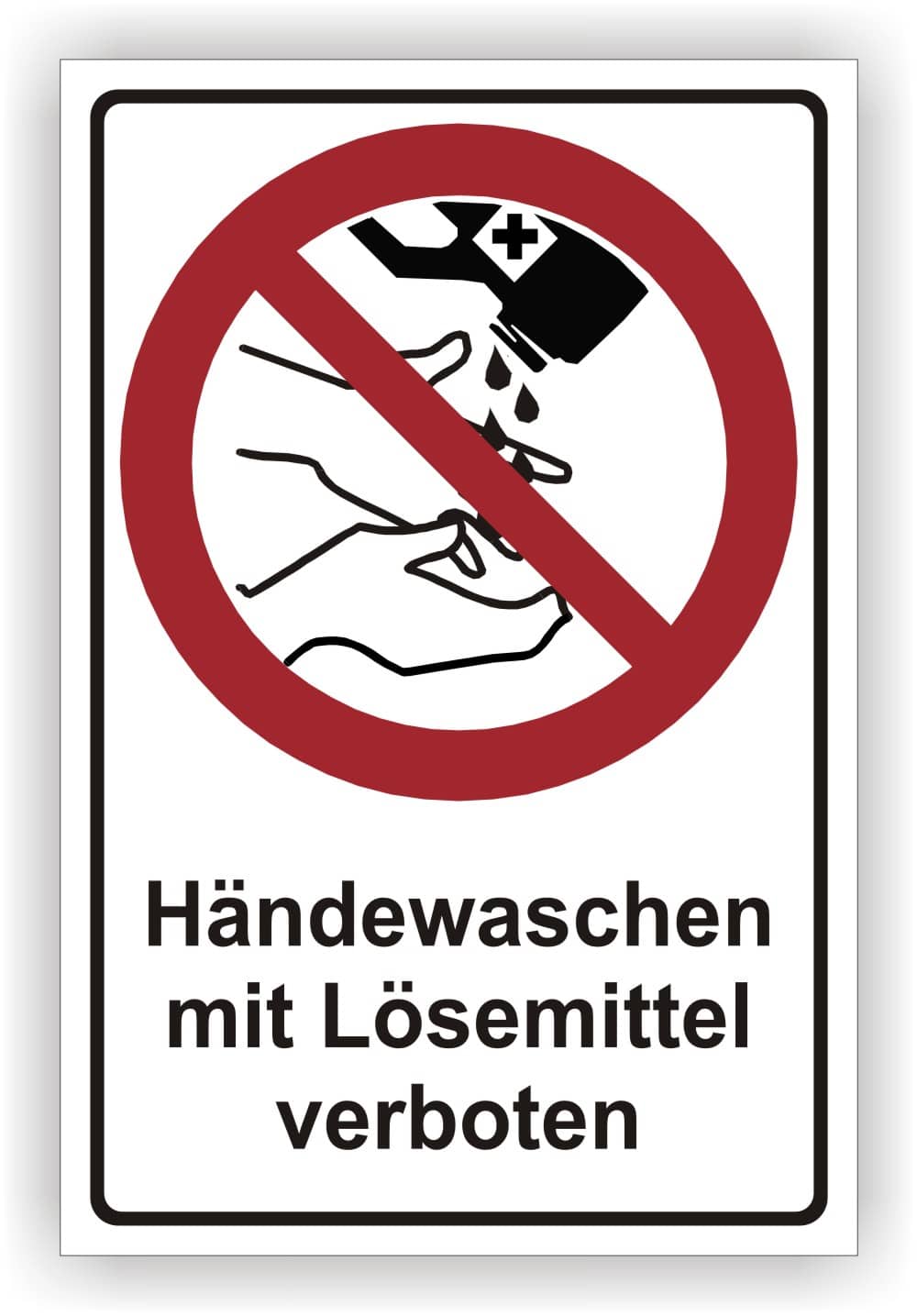 Kombischild Händewaschen mit Lösemittel verboten – Sicherheitszeichen