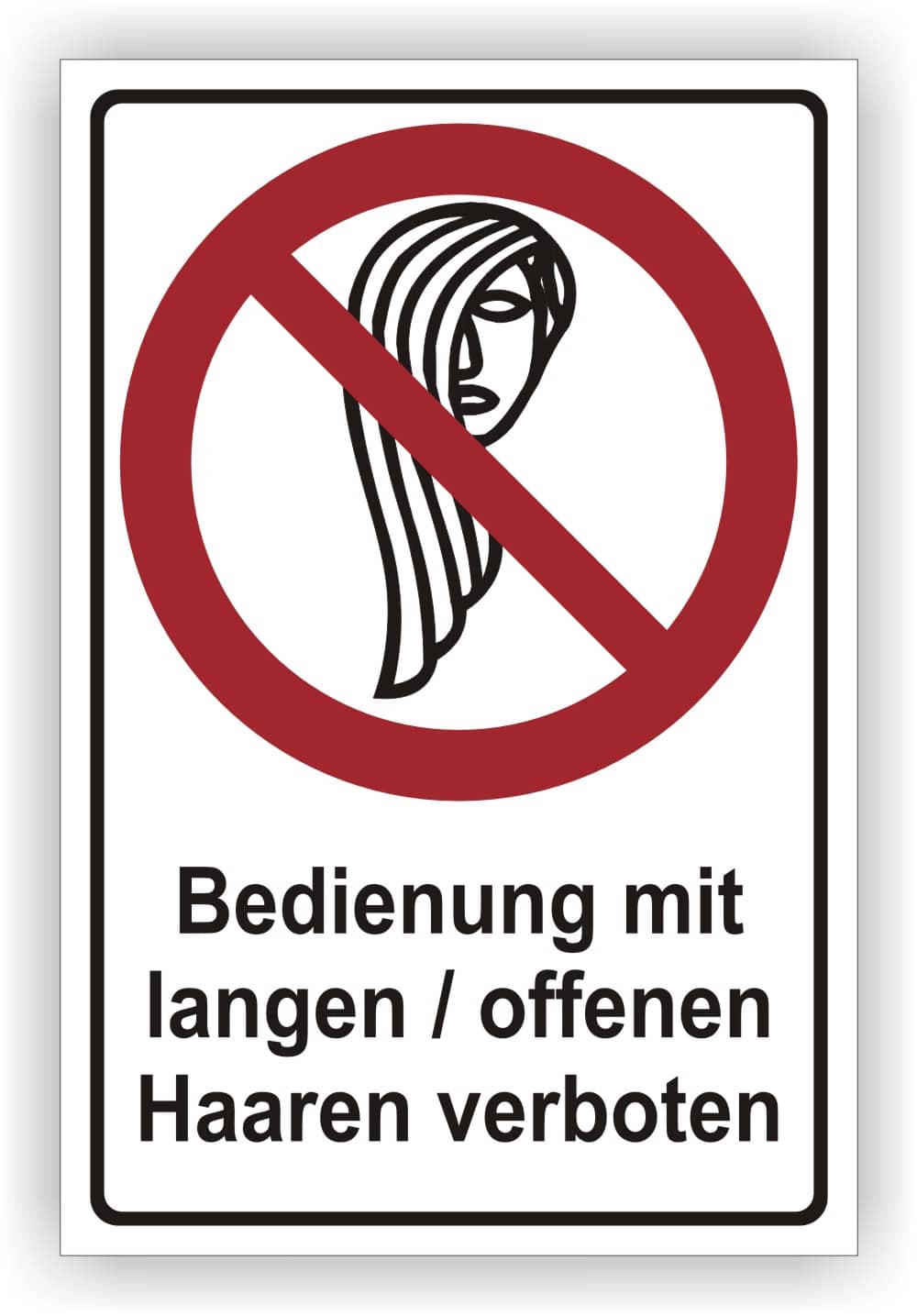 Kombischild Bedienung mit langen Haaren verboten – Sicherheitszeichen