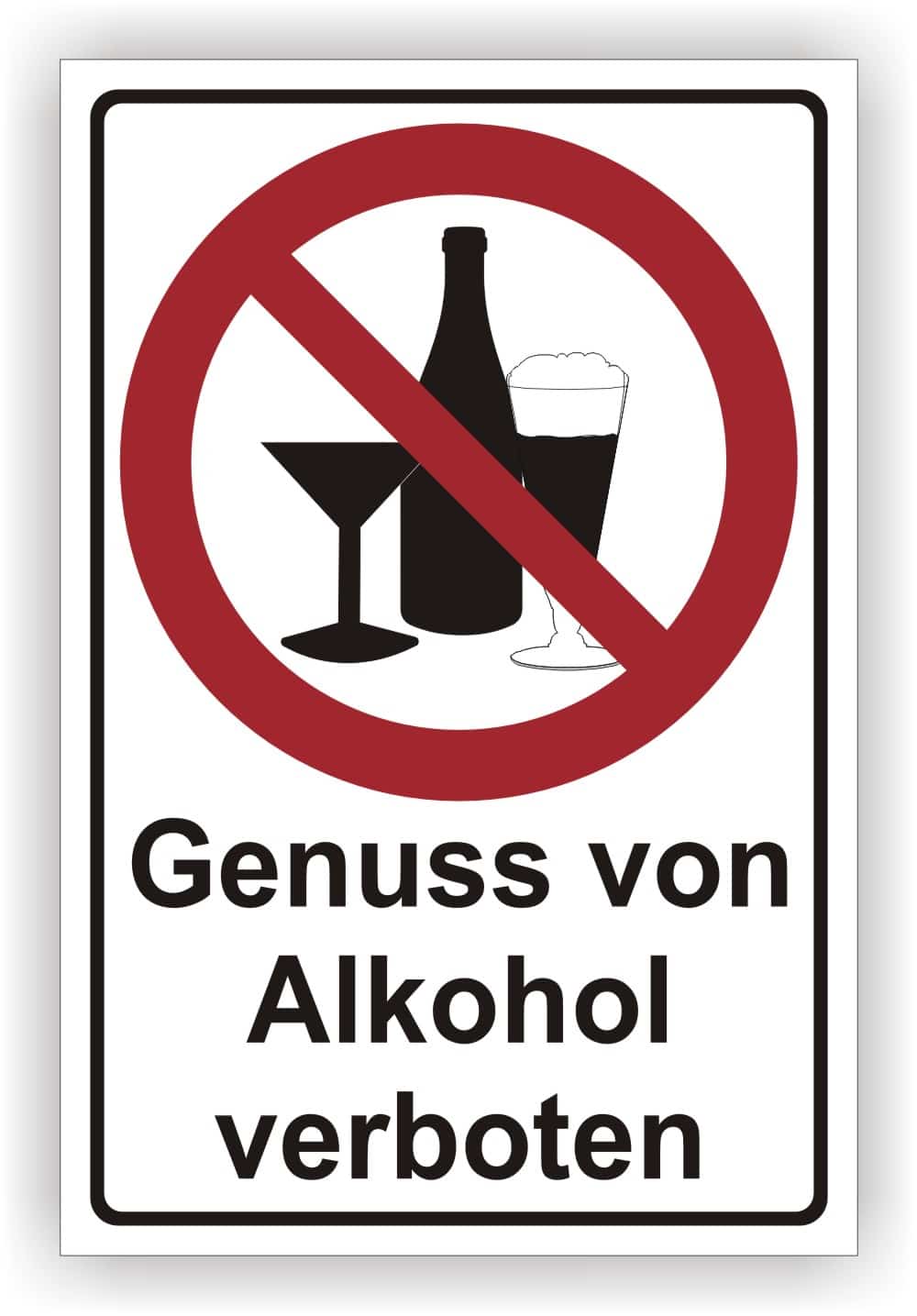 Alkoholgenuss verboten Kombischild nach ISO 7010