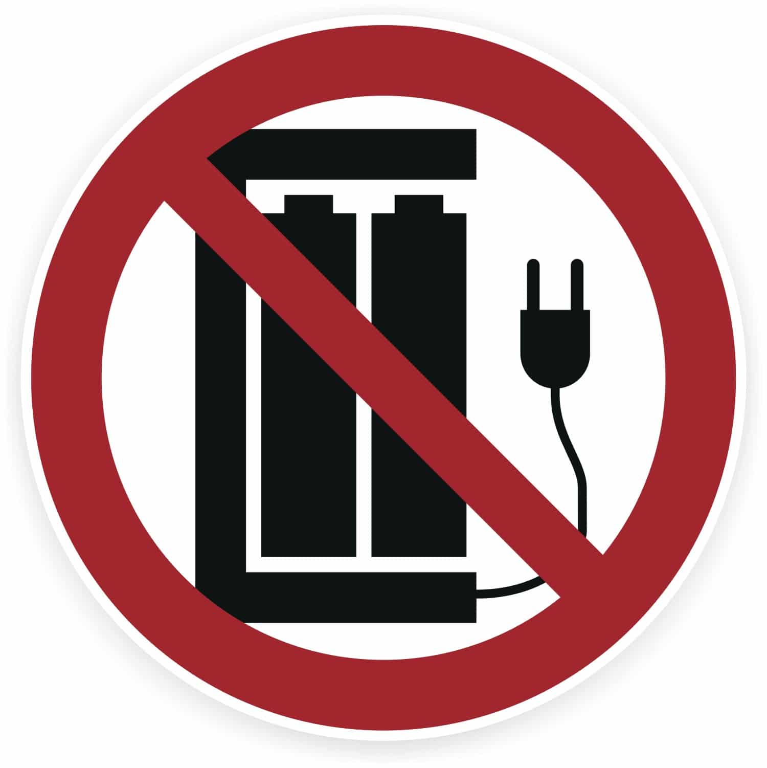 Batterie nicht aufladen - Sicherheitsaufkleber selbstklebend
