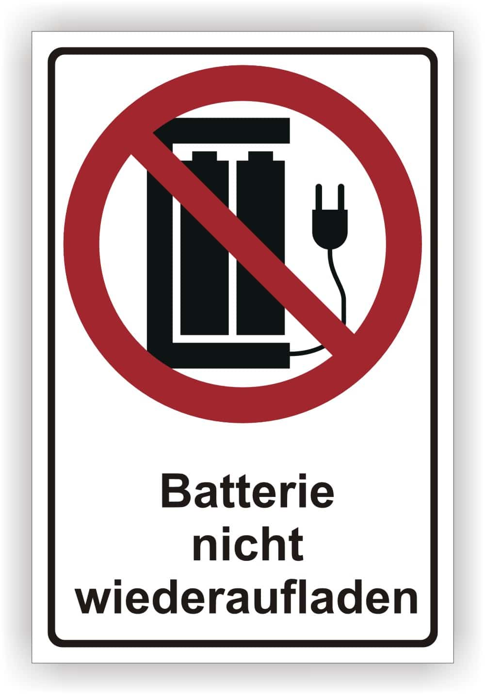 Kombischild Batterie nicht aufladen – Sicherheitskennzeichnung