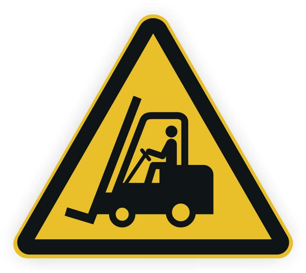 Flurförderzeugen Warnzeichen W014 nach DIN EN ISO 7010 und ASR A1.3