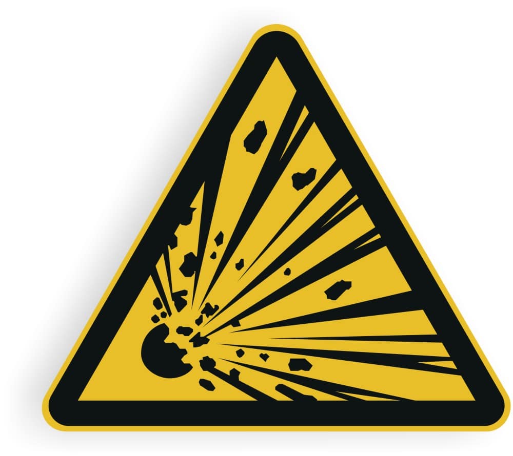 Explosionsgefährliche Stoffe Warnaufkleber W002 nach DIN EN ISO 7010
