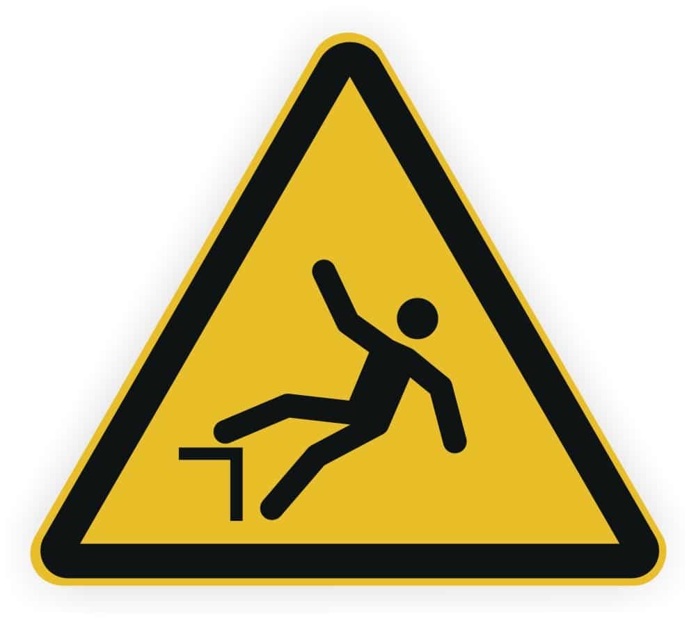 Absturzgefahr Warnzeichen DIN EN ISO 7010 W008 Selbstklebefolie