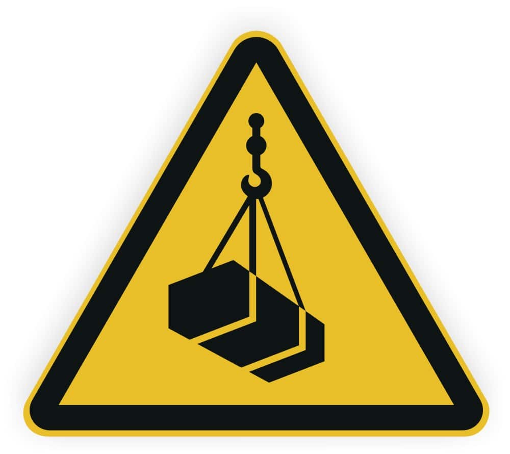 Warnung vor schwebender Last W015 Sicherheitsaufkleber nach DIN EN ISO 7010