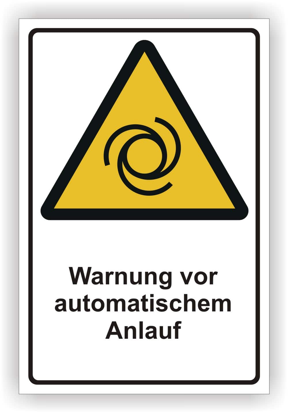 Warnschild automatischer Anlauf DIN EN ISO 7010 W018 ASR 1.3