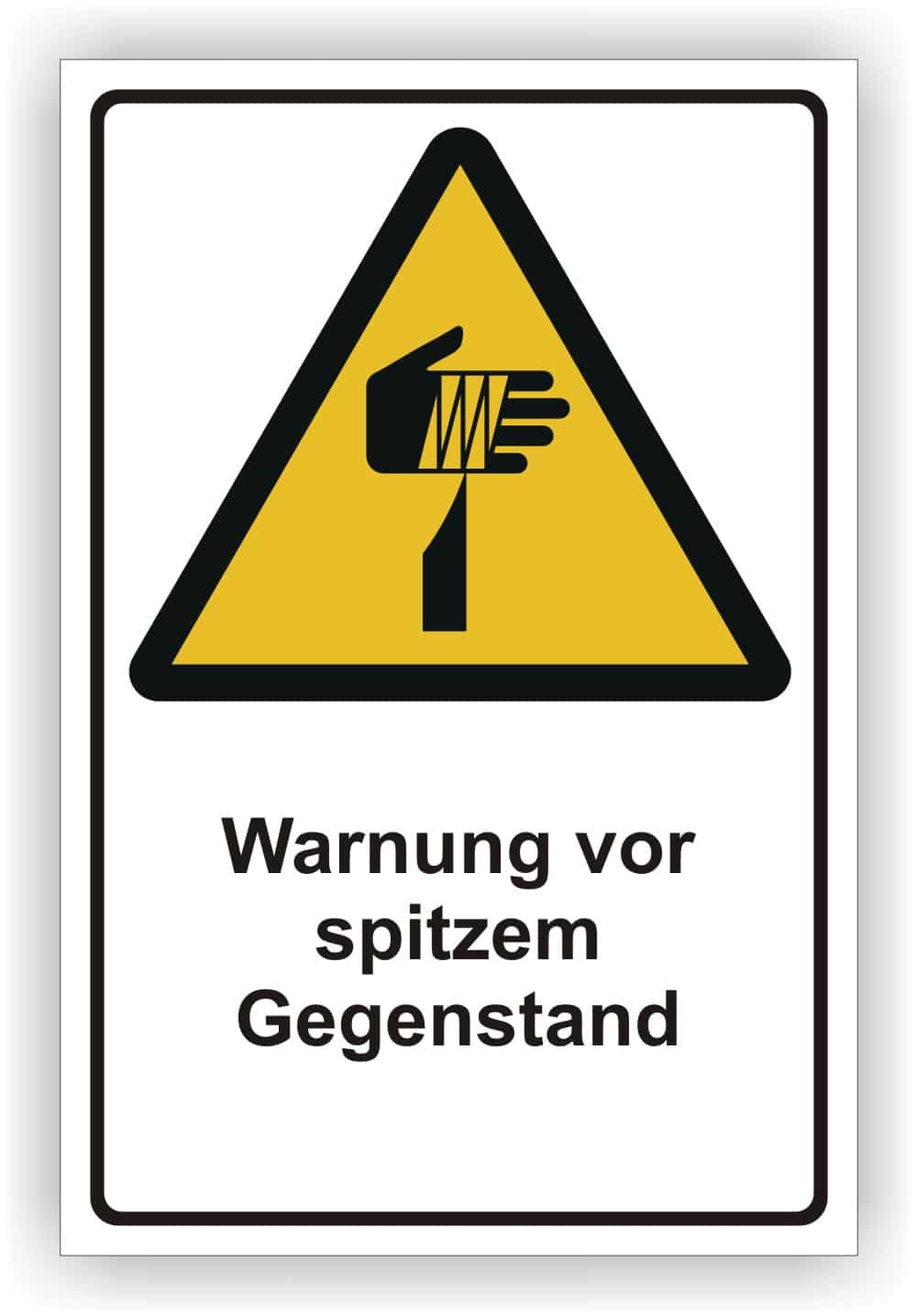 Warnschild Warnung vor spitzem Gegenstand DIN EN ISO 7010 W022 – Robustes Sicherheitszeichen