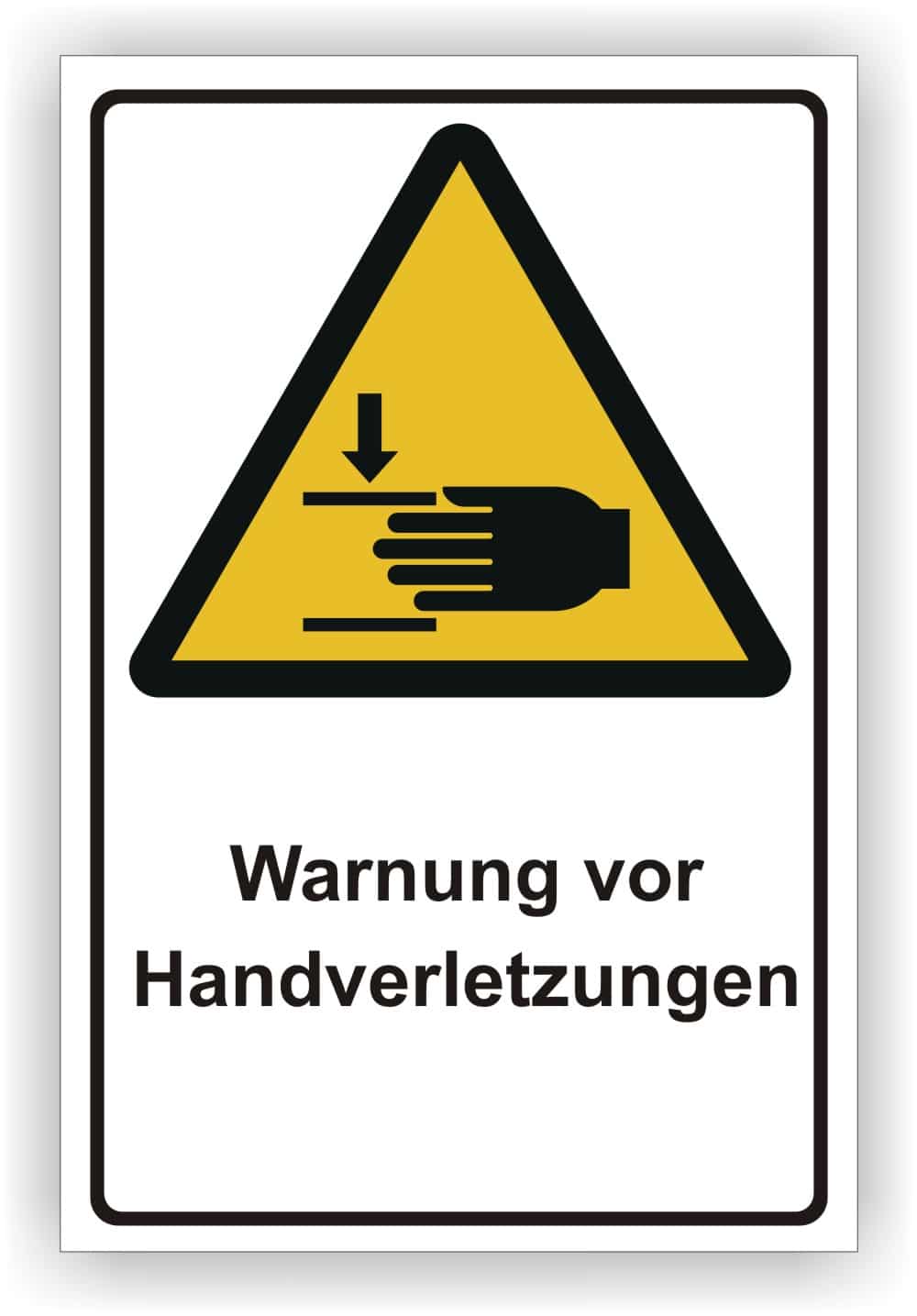 Handverletzung Warnschild DIN EN ISO 7010 W024 mit Universaleinsatz