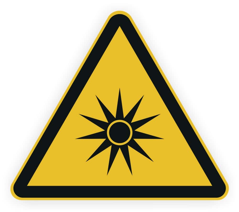 Optische Strahlung Warnaufkleber W027 nach DIN EN ISO 7010 und ASR A1.3