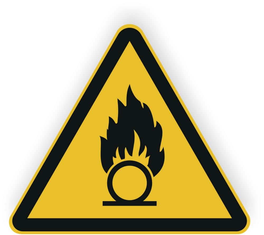 Brandfördernde Stoffe Warnschilder DIN EN ISO 7010 W028 ASR A1.3