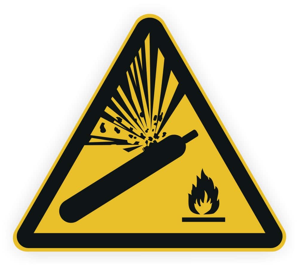 Gasflaschen-Warnaufkleber nach DIN EN ISO 7010 W029 ASR A1.3