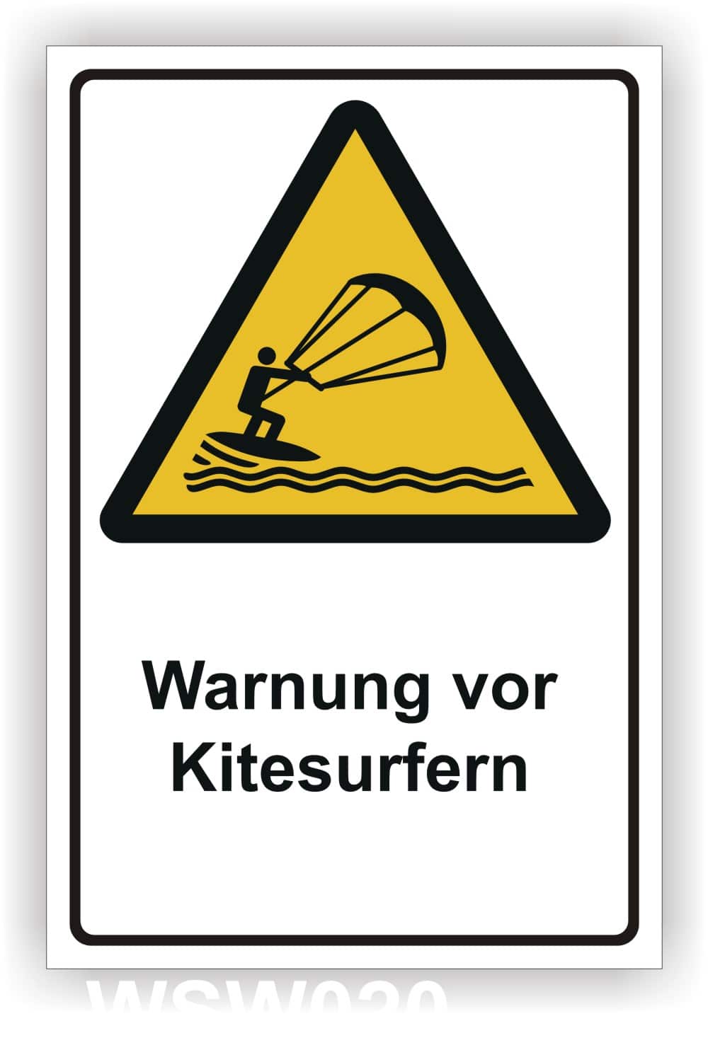 Warnschild Kitesurfer-Warnung DIN 4844-2 ISO 20712-1 WSW020