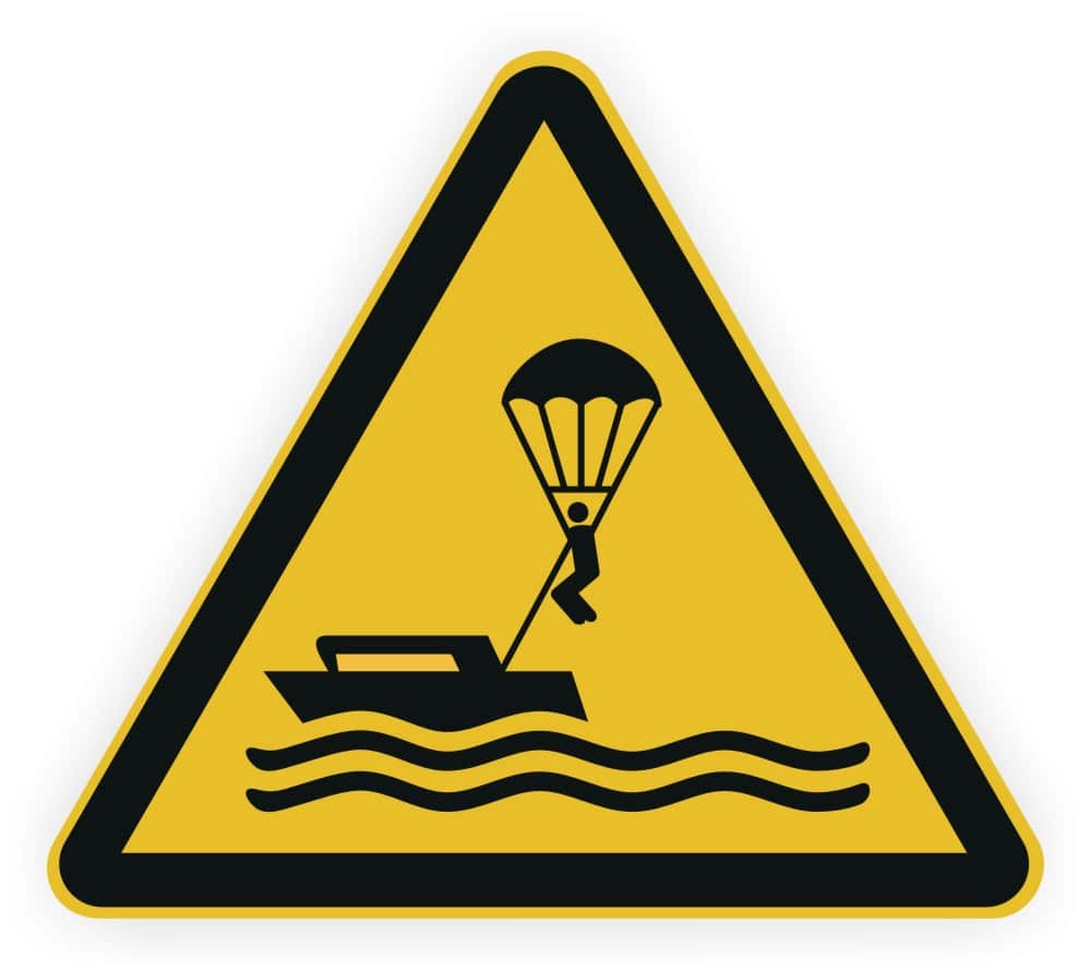Parasailing Warnaufkleber nach DIN 4844-2 ISO 20712-1 WSW021