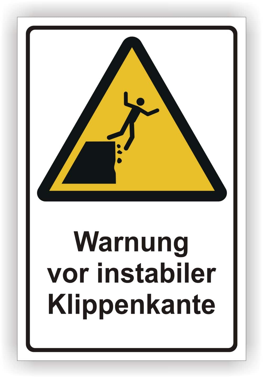 Warnschild Instabile Klippenkante nach DIN 4844-2 und ISO 20712-1
