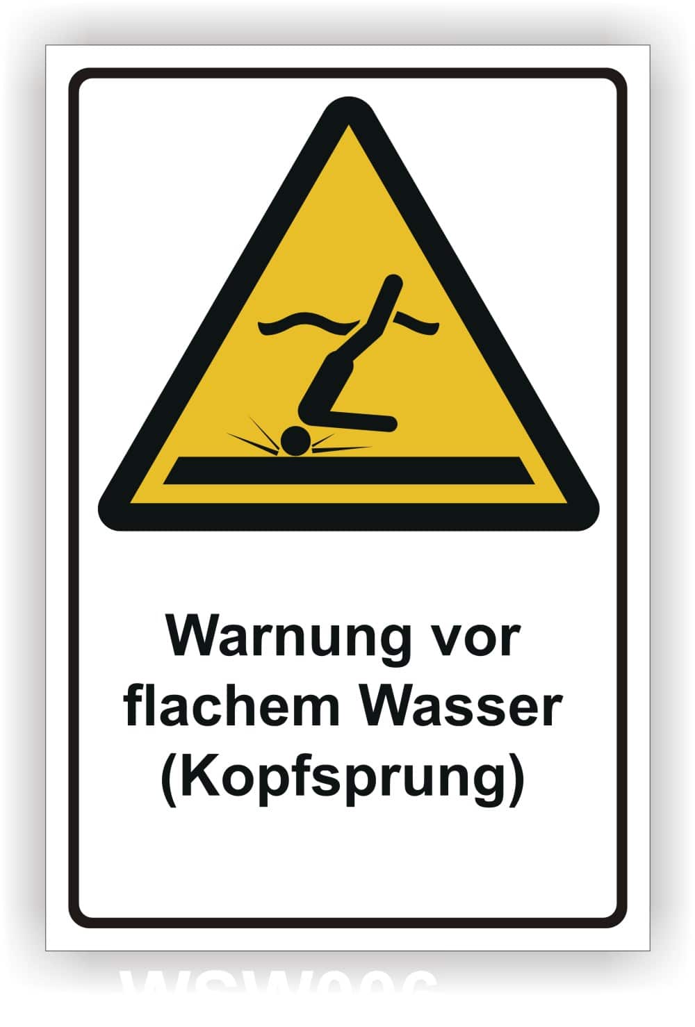 Warnschild Kopfsprung-Gefahr flaches Wasser DIN 4844-2 ISO 20712-1 WSW006