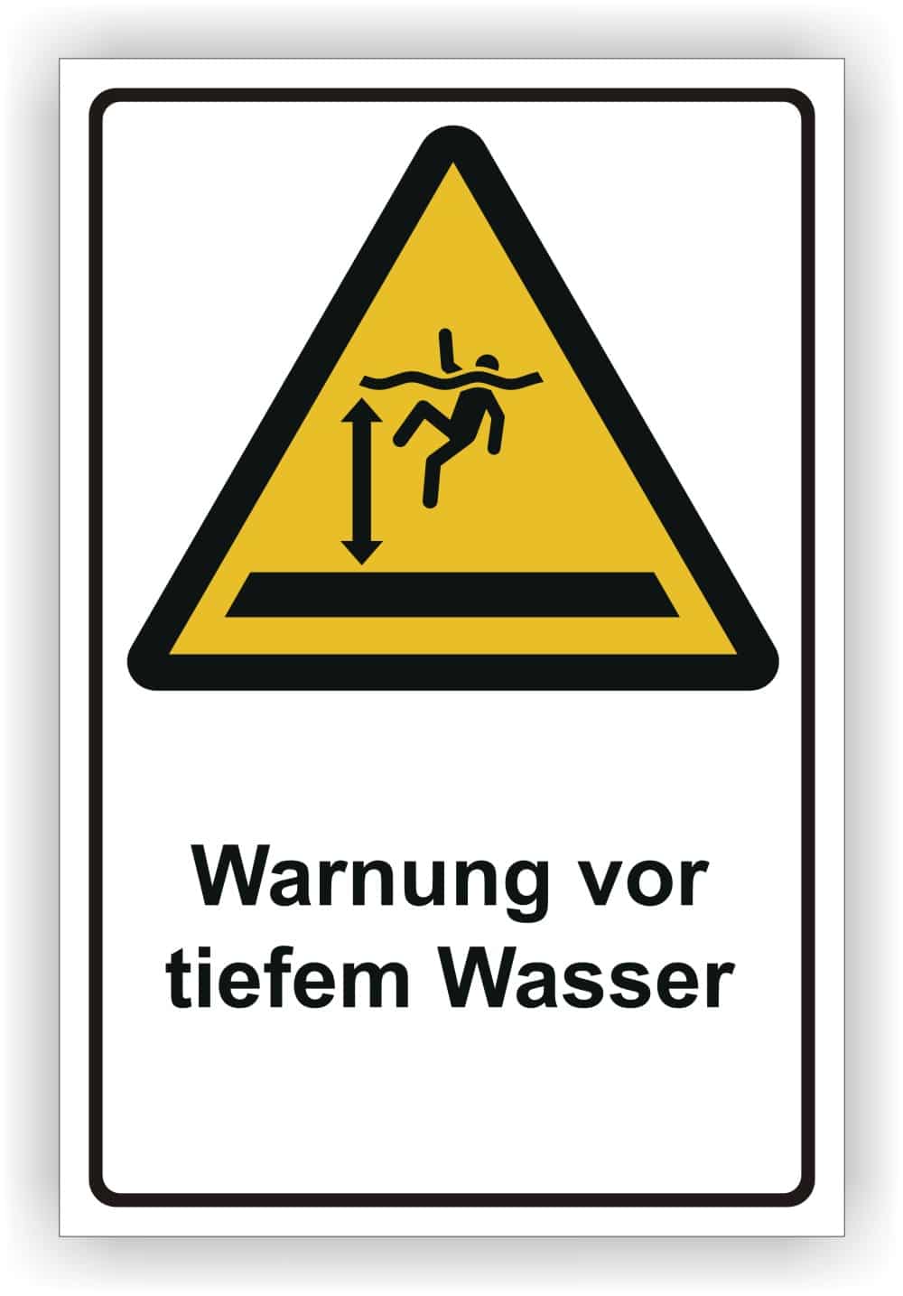 Warnschild Warnung vor tiefem Wasser DIN 4844-2 ISO 20712-1 WSW005