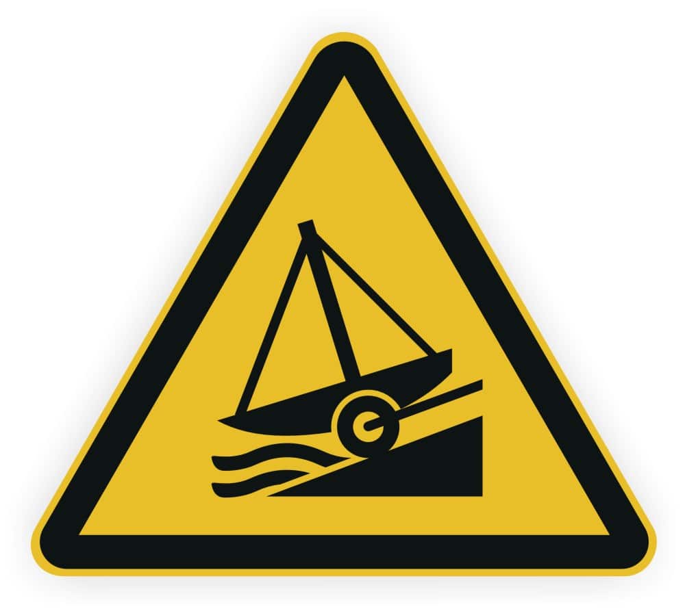 Slipanlage Warnschild nach DIN 4844-2 ISO 20712-1 WSW002