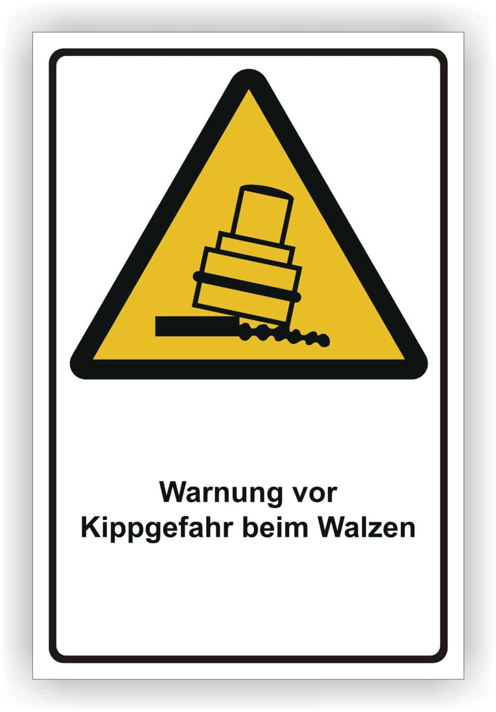 Warnschild Kippgefahr beim Walzen DIN 4844-2 D-W024 robust