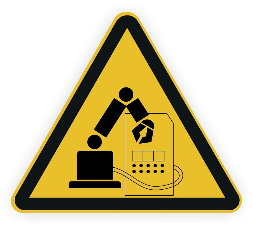 Roboter-Gefahrenzone Warnschild – selbstklebend