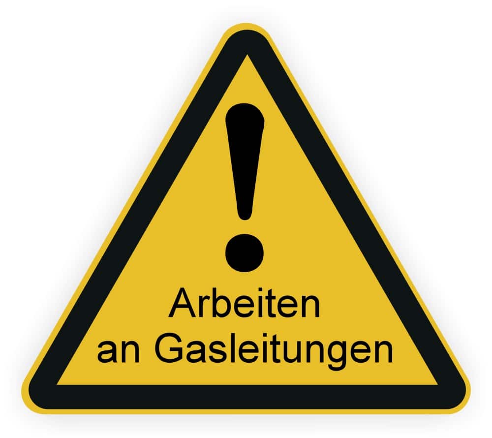 Warnung Gasleitung Sicherheitsaufkleber selbstklebend