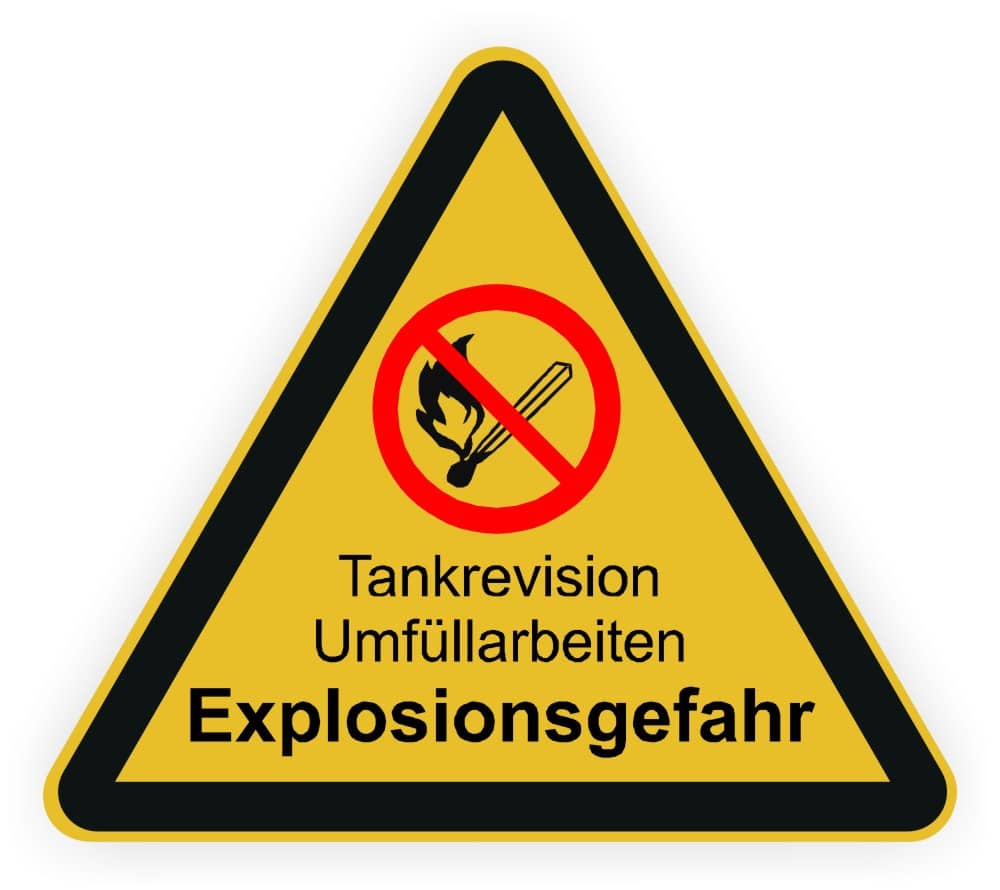 Explosionsgefahr-Warnzeichen für Tankarbeiten bewährte Sicherheitskennzeichnung