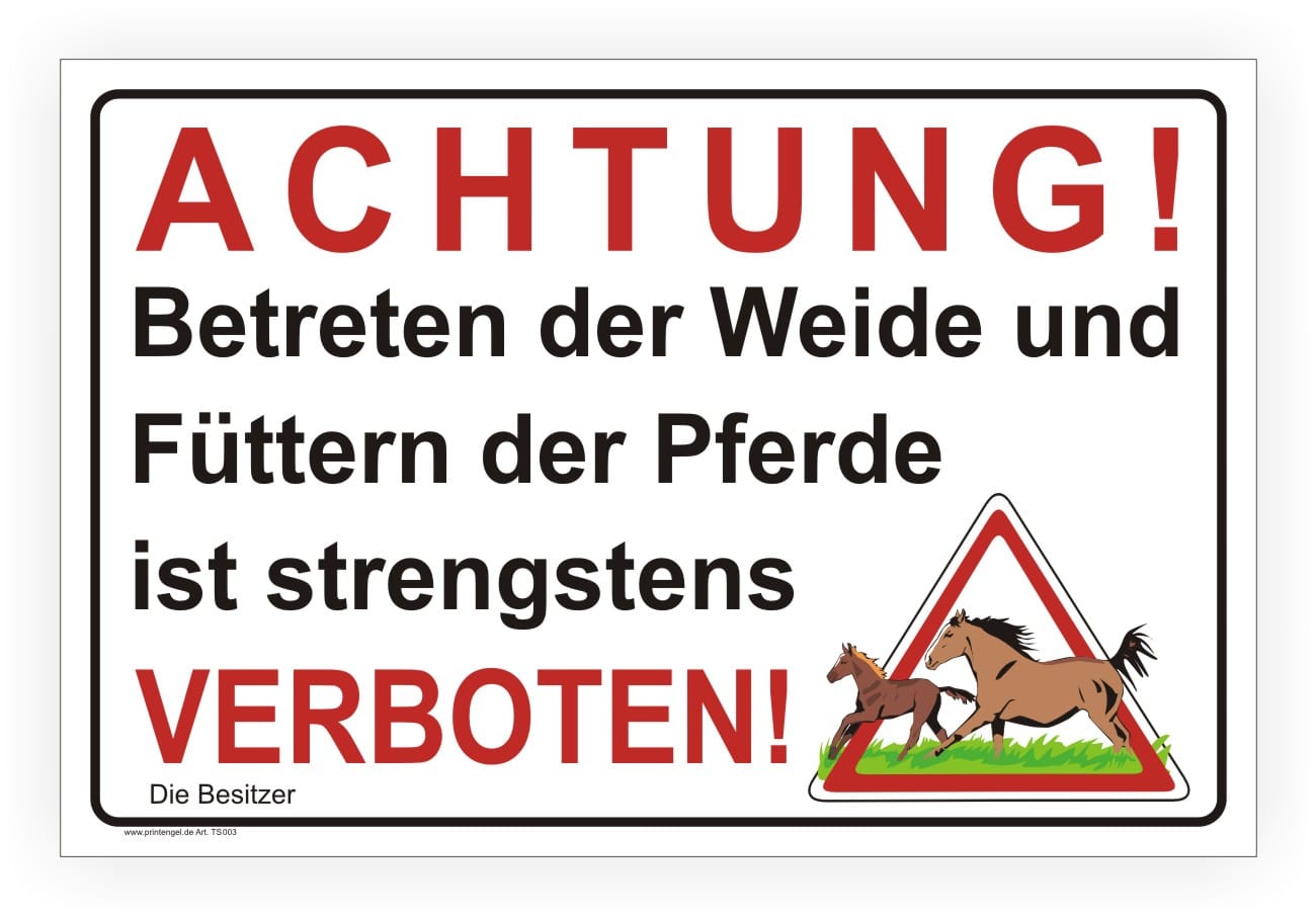 Weideschild Pferdeweide Betreten verboten – Hinweisschild