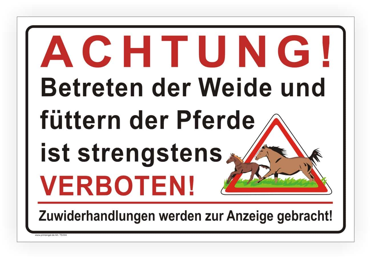 Weideschild Betreten und Füttern verboten – Hinweisschild für Weideflächen