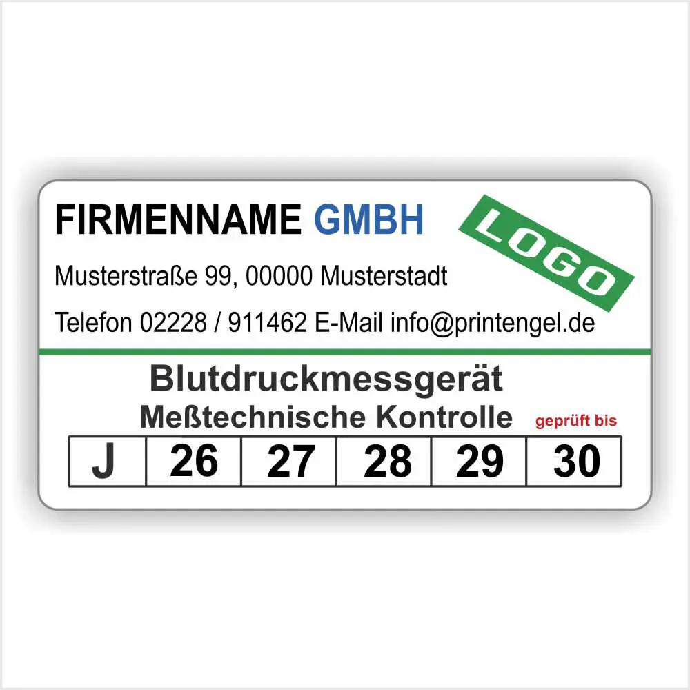 Blutmessgeräteprüfung Individuell Messtechnische Wartungsaufkleber